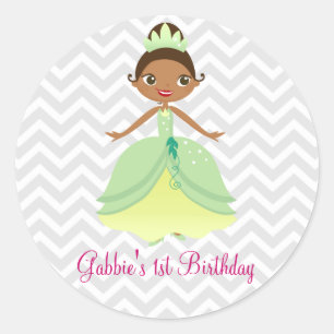 Fairytale Green Princess Happy Birthday Stickers