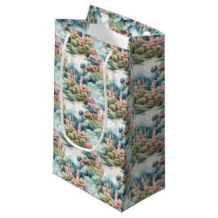 Fairytale in Fairyland Castles Pastel Pink Blue  Small Gift Bag