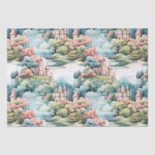 Fairytale in Fairyland Castles Pastel Pink Blue Tissue Paper