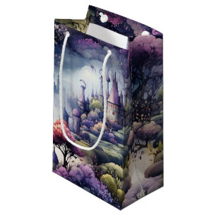 Fairytale in Fairyland Dark Blue Purple and Green  Small Gift Bag