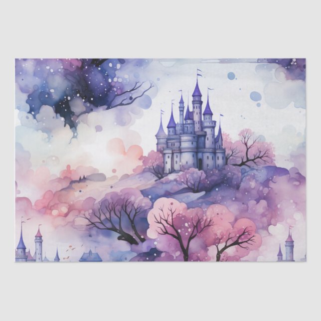 Fairytale in Fairyland Dark Blue Purple and Pink Tissue Paper (Front)