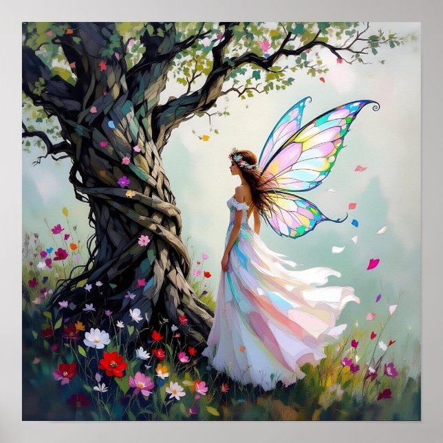 Fairytale Inspired Fairy and Whimsical Tree Poster (Front)