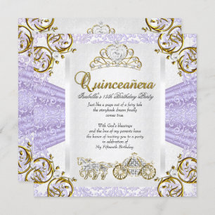Fairytale Lavender Quinceanera 15th Birthday 2 Invitation