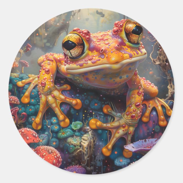 Fairytale magic frog classic round sticker (Front)