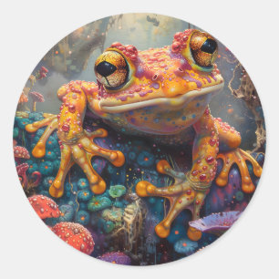 Fairytale magic frog classic round sticker