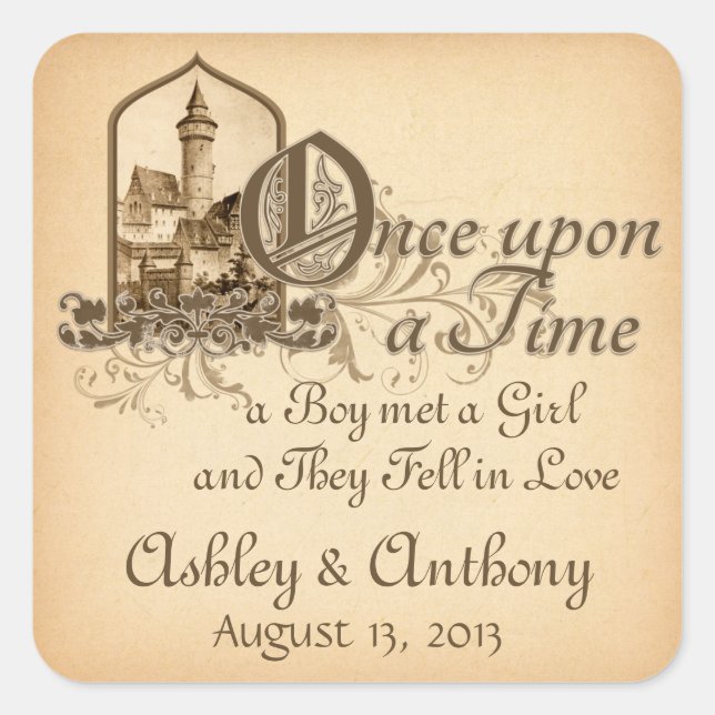 Fairytale Mediaeval Castle Once Upon Wedding Seal (Front)
