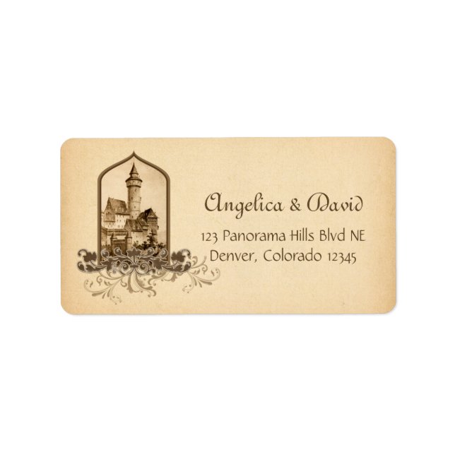 Fairytale Mediaeval Castle Wedding Return Address Label (Front)