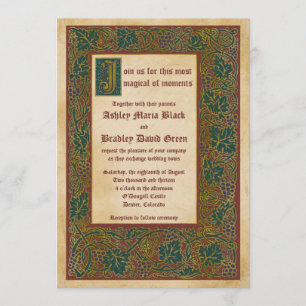 Fairytale Mediaeval Illuminated Manuscript Wedding Invitation