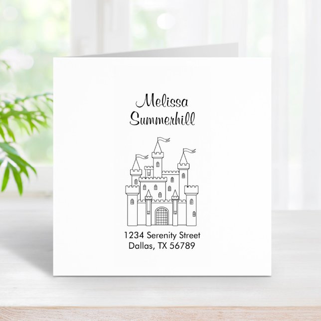 Fairytale Mediaeval Royal Castle Address Rubber Stamp (Creator Uploaded)