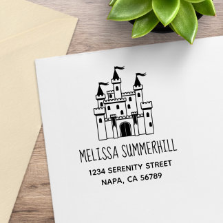 Fairytale Mediaeval Royal Castle Return Address Rubber Stamp