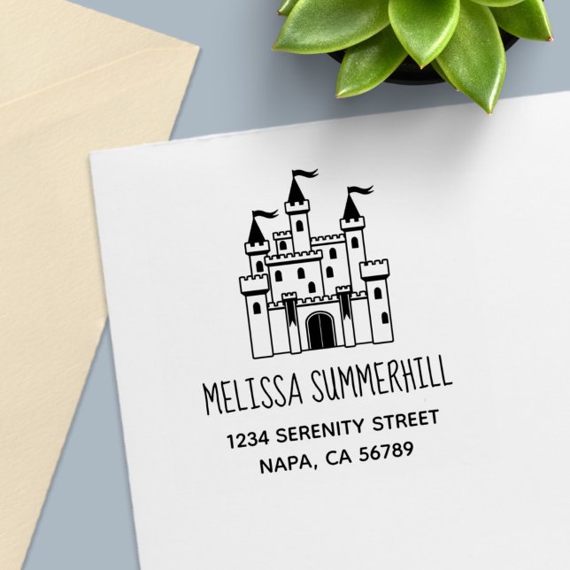Fairytale Mediaeval Royal Castle Return Address Self-inking Stamp (Creator Uploaded)