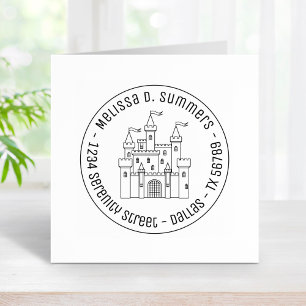 Fairytale Mediaeval Royal Castle Round Address 3 Rubber Stamp
