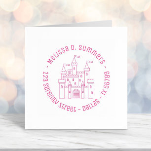 Fairytale Mediaeval Royal Castle Round Address Self-inking Stamp