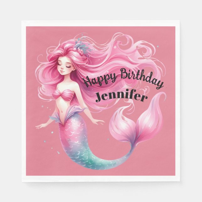 Fairytale Mermaid Party Theme Napkin (Front)