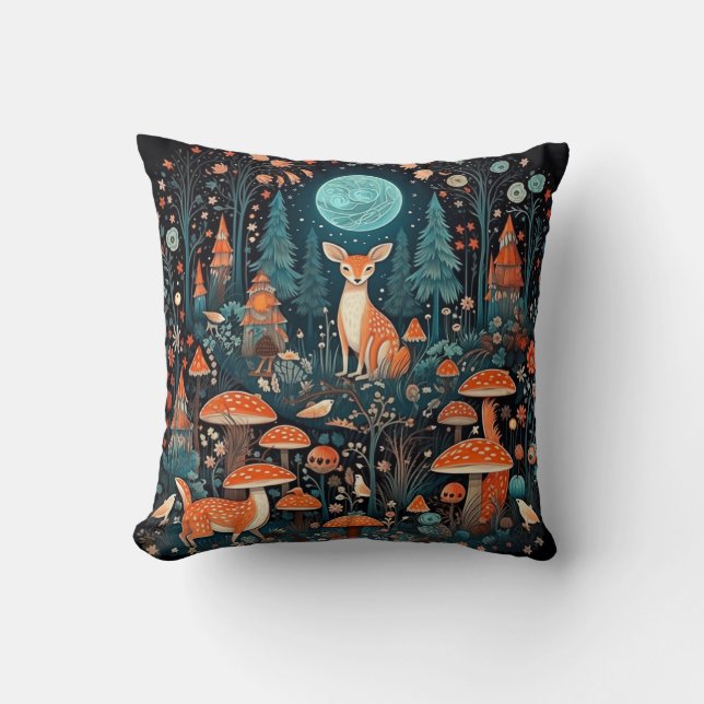 Fairytale Mushroom Forest Cushion (Front)