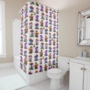 Fairytale Mushrooms and Frogs Shower Curtain