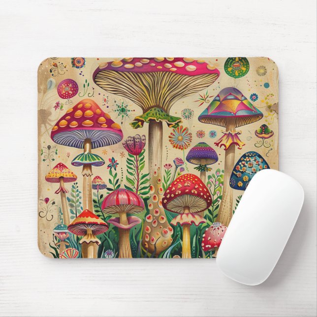 Fairytale Mushrooms Mouse Mat (With Mouse)