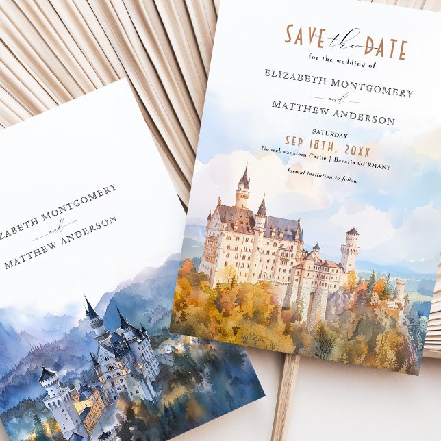 Fairytale Neuschwanstein Castle Save the Date Card (Creator Uploaded)