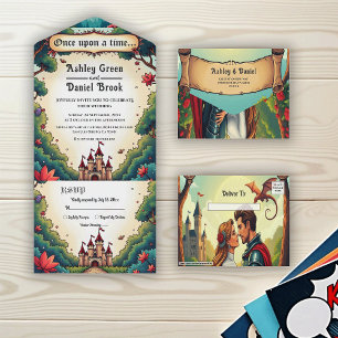Fairytale Once Upon A Time Castle Woodland Wedding All In One Invitation