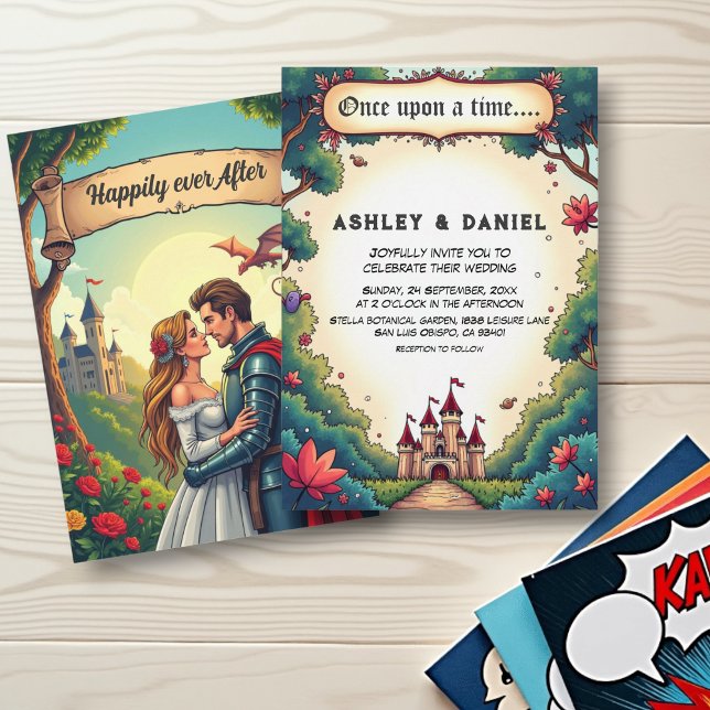 Fairytale Once Upon A Time Castle Woodland Wedding Invitation (Creator Uploaded)
