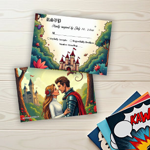 Fairytale Once Upon A Time Castle Woodland Wedding RSVP Card
