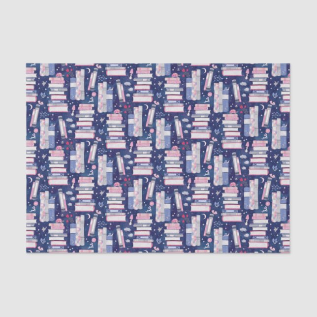 Fairytale Pile of Books Blue  Tissue Paper (Front)