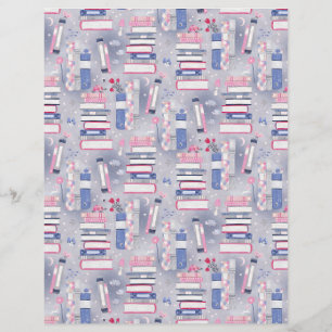 Fairytale Pile of Books Gray Scrapbook Paper