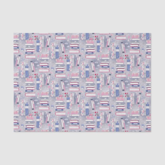 Fairytale Pile of Books Grey Tissue Paper (Front)