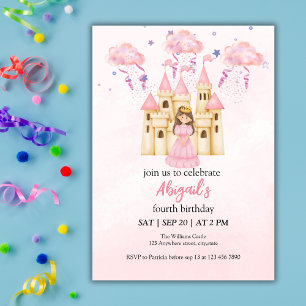 Fairytale Pink Castle Princess All Ages Birthday Invitation
