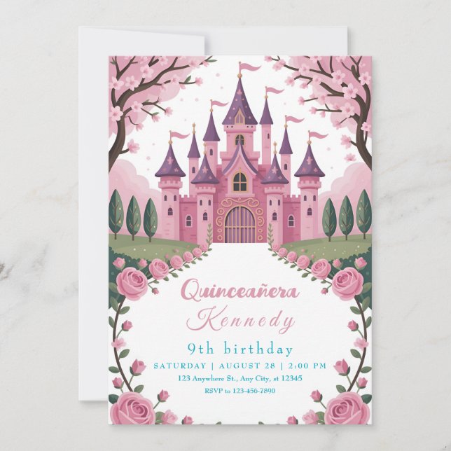 Fairytale Pink Castle Princess Birthday Invitation (Front)