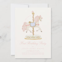 Fairytale Pink Girls Carousel First Birthday Party