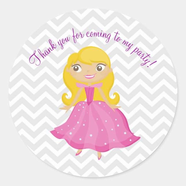 Fairytale Pink Princess with Blonde hair Stickers (Front)