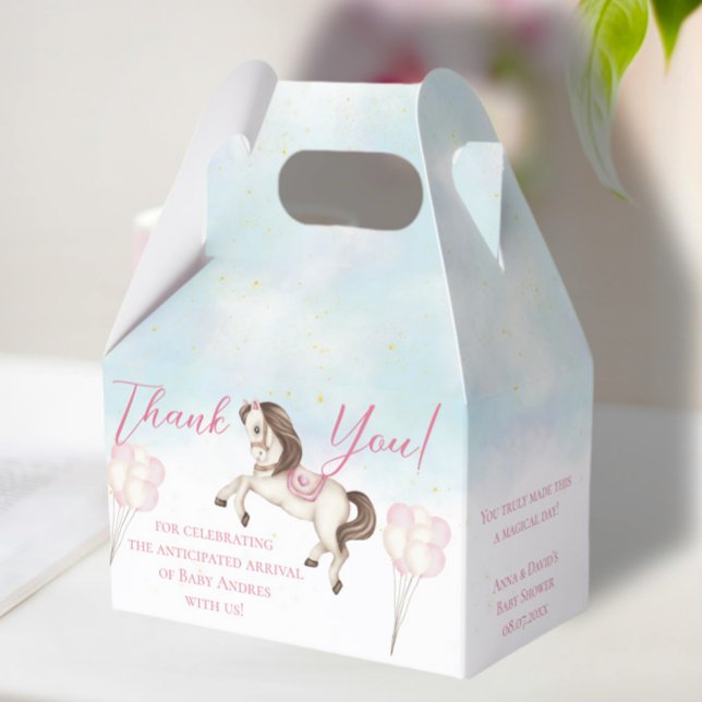 Fairytale Pony Stars pink Balloons Favour Box (Creator Uploaded)