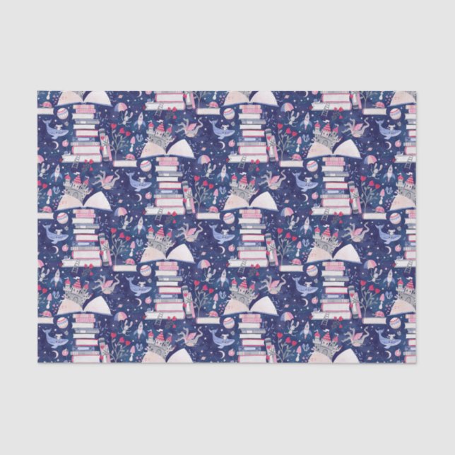 Fairytale Pop Up Book Castle Blue  Tissue Paper (Front)