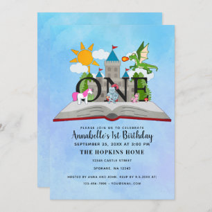 Fairytale Pop Up Book Kids First Birthday Invitation