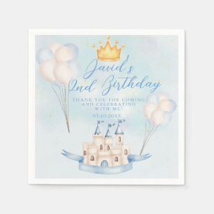 Fairytale prince Castle Crown party 3d Birthday Napkin