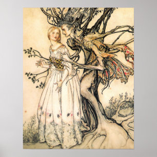 Fairytale Princess and Tree Elf Poster