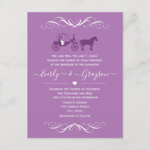 Fairytale Princess Any Colour Purple Wedding Invit Invitation Postcard