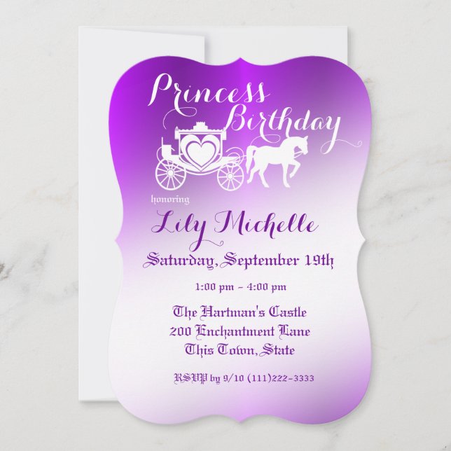Fairytale Princess Carriage Birthday Invitation (Front)