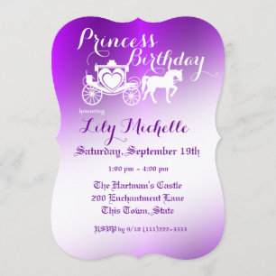 Fairytale Princess Carriage Birthday Invitation