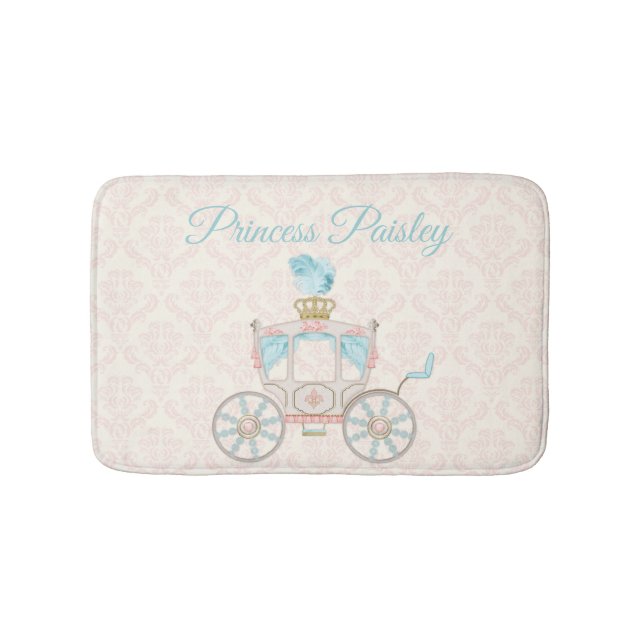 Fairytale Princess Carriage Blush Ivory Aqua Bath Mat (Front)