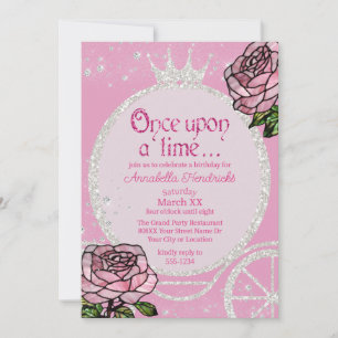 Fairytale Princess Carriage & Pink Roses Invitation