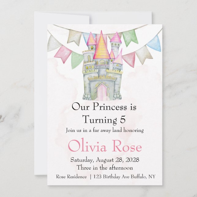 Fairytale Princess Castle Birthday Party Invitatio Invitation (Front)