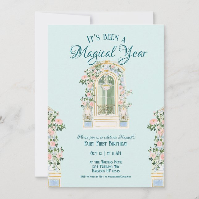 Fairytale Princess Castle First Birthday Invitation (Front)