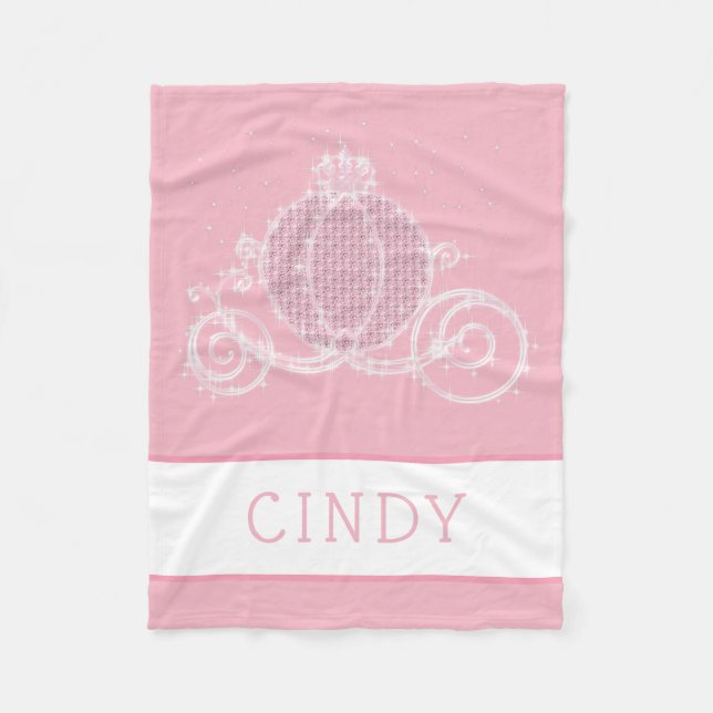 Fairytale Princess Coach Personalised Pink Girls Fleece Blanket (Front)