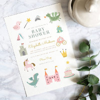 Fairytale Princess Dragon Baby Shower Invitation