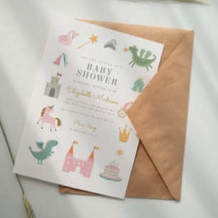 Fairytale Princess Dragon Baby Shower Invitation