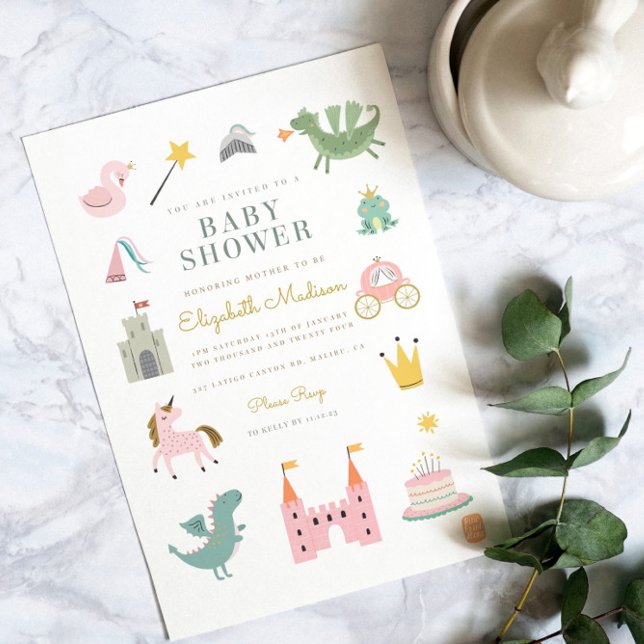 Fairytale Princess Dragon Baby Shower Invitation (Creator Uploaded)