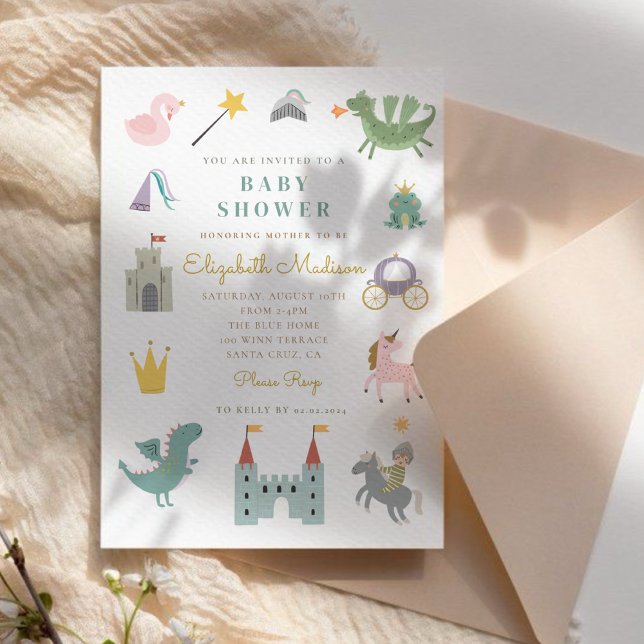 Fairytale Princess Dragon Baby Shower Invitation (Creator Uploaded)