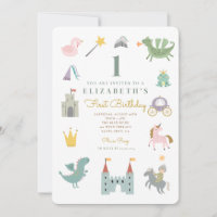 Fairytale Princess Dragon Birthday Invitation